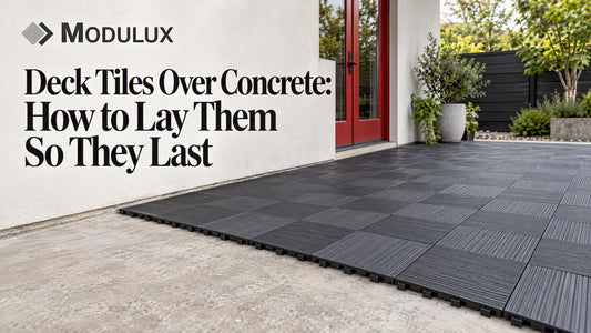 Deck tiles covering a concrete patio
